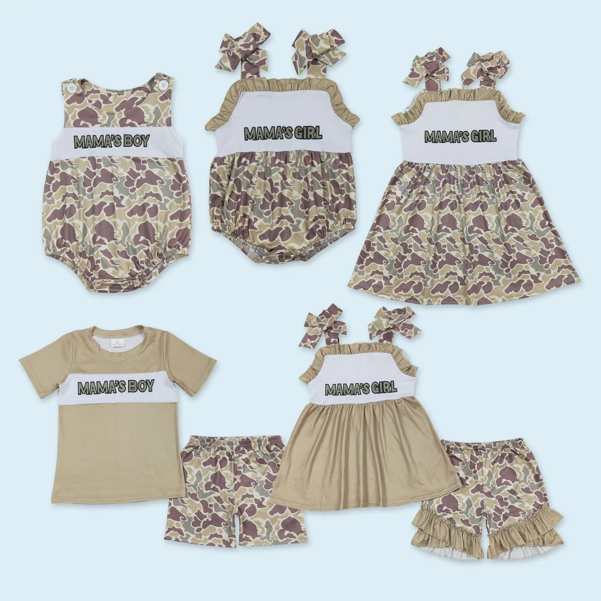 Mamas boy Mothers day shirt camo shorts baby boy summer clothes