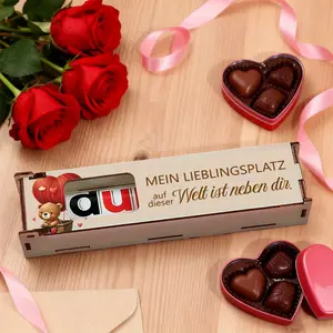 1pc wooden chocolate gift box, filled with a poetic and affectionate German themed gift, perfect as a holiday/birthday gift for relatives/friends/lovers on Thanksgiving/Christmas/New Year/Valentine's Day/Father's Day/Mother's Day.