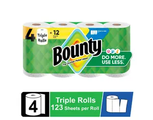 Bounty Paper Towels Select-A-Size White, 4 Triple Rolls, 123 Sheets Per Roll