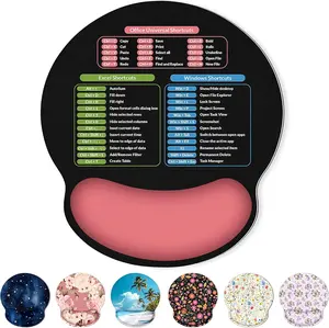 Pad with Wrist Rest, Small Excel Cheat Sheet Desk Pad with Windows & Office & Excel Shortcuts, Non-Slip Rubber Base  Pads for Desk with Smooth Surface, Black