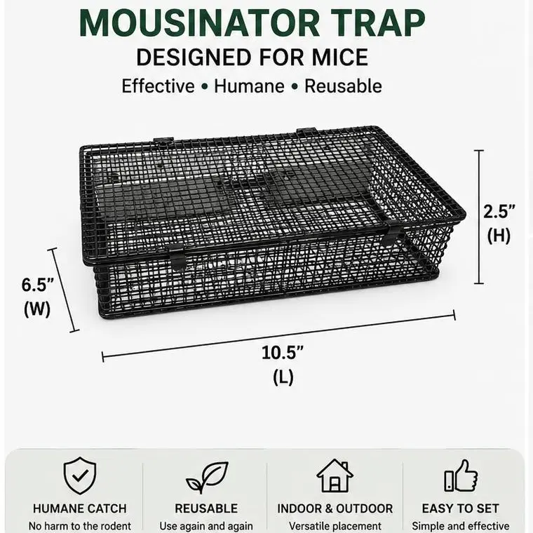 Rugged Ranch Mouseinator Humane Multi-Catch Mouse Trap - Compact Wire Mesh Home Pest Control Solution for Farm & Home Kitchens