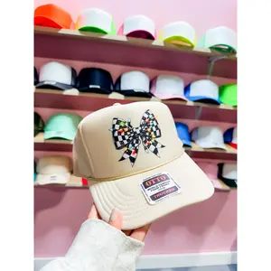 Custom Color checkered Christmas Bow Trucker Hat