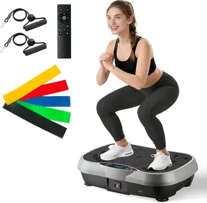 Vibration Plate Exercise Machine, 6 Workout Modes & 120-Level Vibration Platform 400lbs Capacity Vibration Board with Bluetooth Remote Control 3-in-1 Indoor Home Gym Fitness Equipment with 5 Resistance Bands