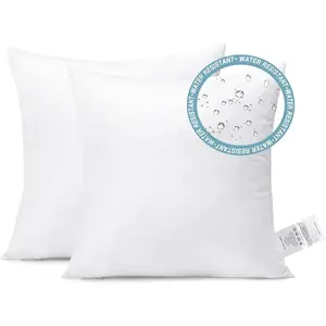 Outdoor Waterproof Throw Pillows Inserts Set of 2, Premium Fluffy Decorative Square Cushion Stuffer Soft for Patio Furniture Garden Bench Tent Couch Balcony, 20x20 Inch