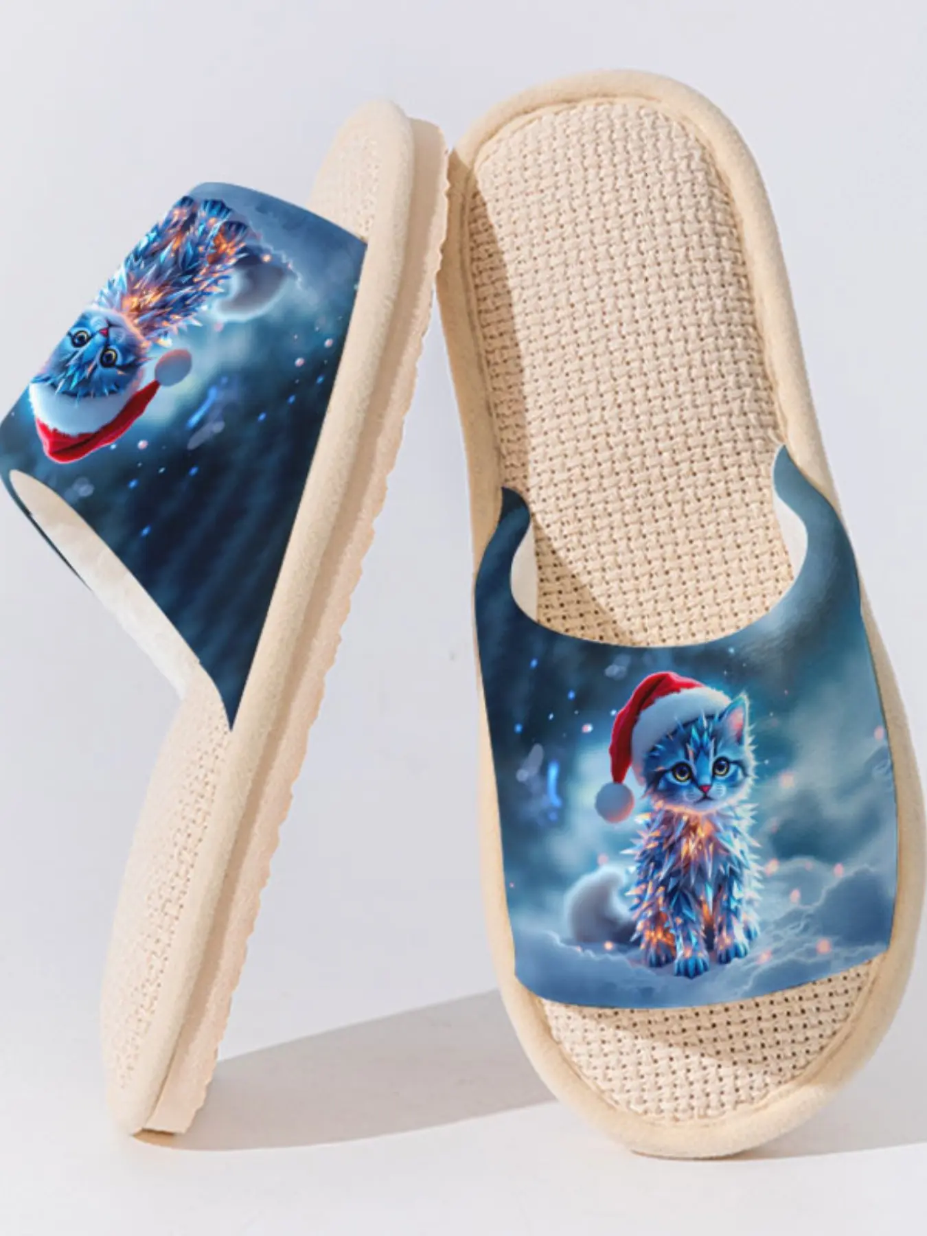Women's Linen Asymmetrical Design Slippers, Breathable Anti-Slip Sole, Casual Daily Wear Footwear for All Seasons
