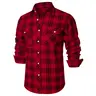 ZEROYAA Men's Plaid Flannel Shacket - Men's Clothing, Classic Regular Fit, Collared Long Sleeve Button-Down, Rayon Fabric, 2-Pocket Carry, Button Detailing, for Casual Business & Party Wear