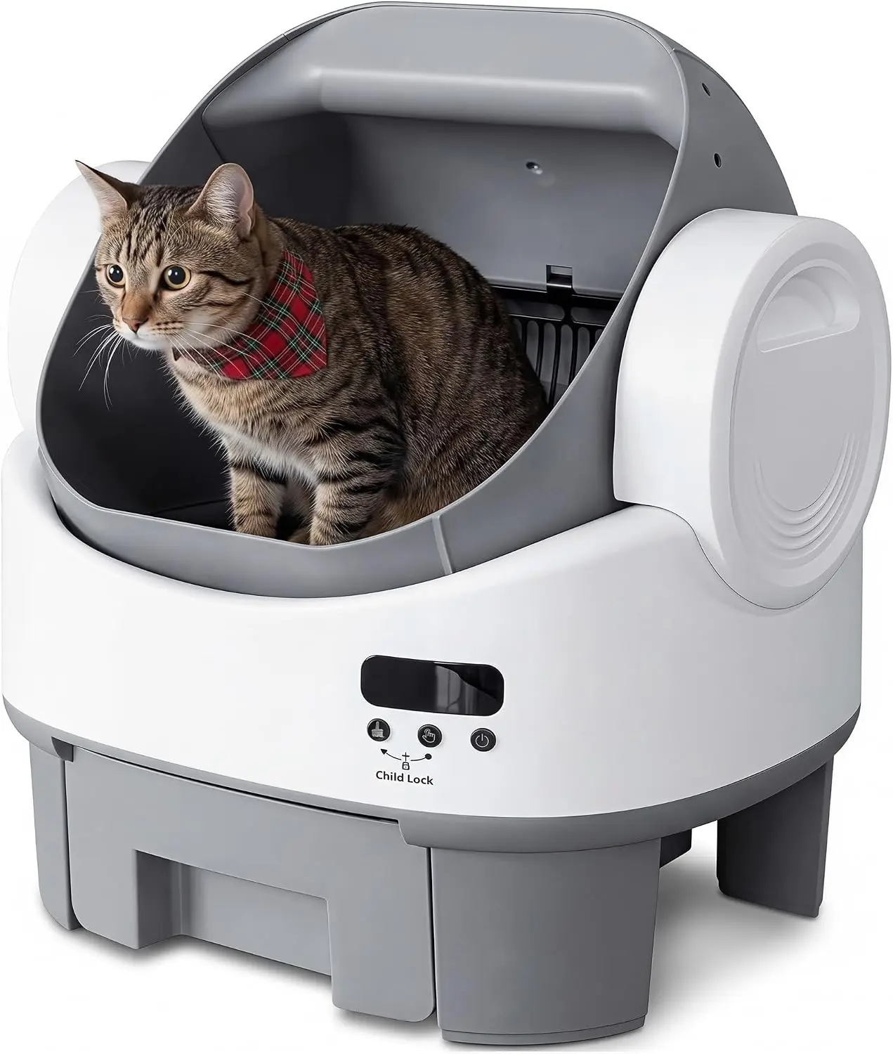 Greesum Open-Top Self-Cleaning Cat Litter Box, No App or WiFi Required| 10-Day Waste Storage Capacity, Built-in Safety Sensors, Easy Setup, Suitable for Multiple Cats, 1-Year Warranty