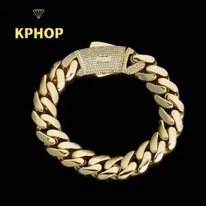 KPHOP Men's Bracelet 14K Gold Polished Cuban Chain Hip-hop Jewelry-end Fashion Accessory KPHOP Men's Bracelet 14K Gold Polished Cuban Chain Hip-hop Jewelry-end Fashion Accessory