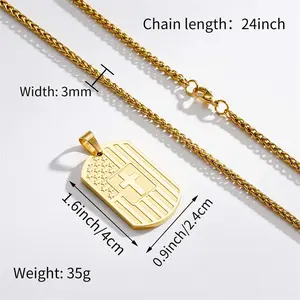Flag Cross Necklace Stainless Steel Military Necklace Teenager Gift Fashion Accessories