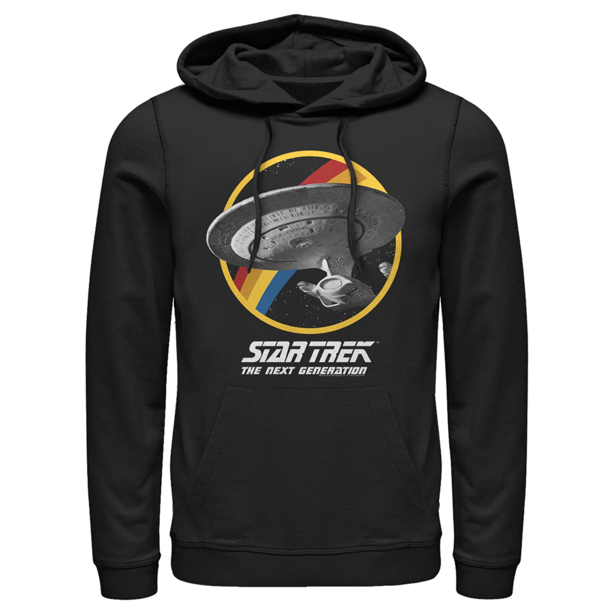 Men's Star Trek: The Next Generation Rainbow USS Enterprise Circle Galaxy Stars Pull-Over Hoodie, Menswear Casual Tops, Stripes-Accented Sweatshirts