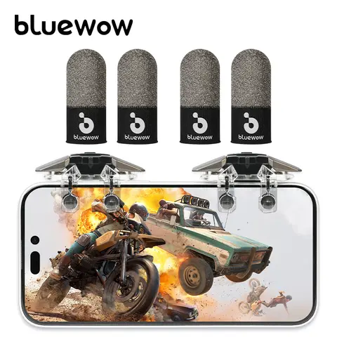 BlueWow Ambidextrous ABS Plastic Portable Gaming Controller Triggers - Smartphone Accessories for iPhone/Android Gamers, Enhanced Grip Stability, Thumb Grips for FPS Games, Portable Trigger Keeps Gameplay Ready, Boosts CODM & Freefire Performance