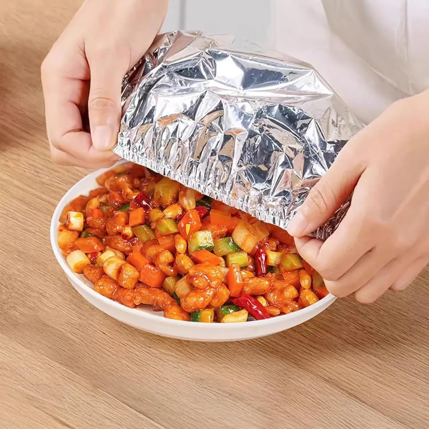50pcs Bowl Covers Reusable, Aluminum Foil Food Cover for Foods Warm, Repeatable Aluminum Foil Film Insulation Cover for Food Storage Bread Proofing and Outdoor Picnics, Microwave Safe