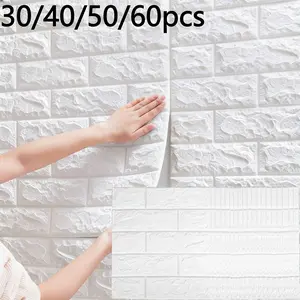 Self-Adhesive Wallpaper, Thick Foam Wall Stickers, Brick Pattern, Ceiling Decor, Easy to Cut and Paste, for Bedroom, Living Room, Corridor, Etc