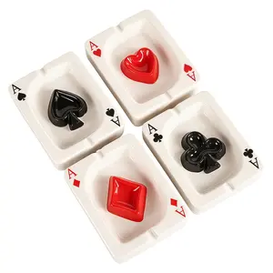 European Ins Minimalist Creative Poker Ceramic Ashtray Anti Skid Stable Placement Smooth Ceramic Craft Easy To Clean Durable Household Living Room Office Desktop Decor Ideal Festival Birthday Gift