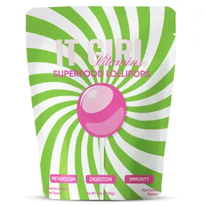Superfood Greens Lollipops - Low Sugar Healthy Candy & Snack with 8 Super Greens | Fiber, Spirulina, Chlorella | Gut Health, Immunity, Brain Boost, Daily Vitamins in a Strawberry Pink & Green Sucker 5 & 10pack Vegan Organic Gluten Free Kosher Non GMO