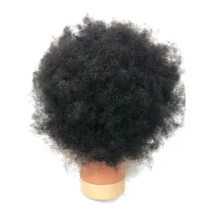 Afro Kinky Training Mannequin Head Real Human Hair 6" Long Natural Undyed for Color & Style Experiments