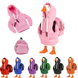 7 Inch Desk Goose Outfits Hoodies with Backpack Tabletop Goose Accessory Mini Goose Costume Clothes for Table Decor