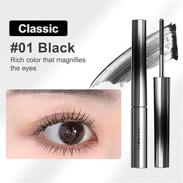 2pcs Mascara, Curling Iron Strong Mascara, 3D Curling Eyelash Iron Mascara, Washable Extra Slim Metal Mascara,Waterproof, Smudge-Proof, Long Lasting, No Flaking,No Clumping (With Eyelash curler)