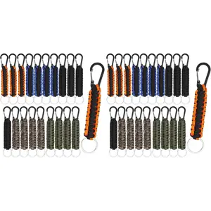 40 Pcs Keychain Military Braided Keychain Clip with Strap Backpack Strap with for Camping