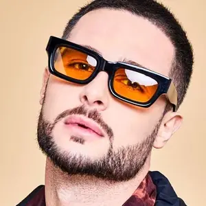 Square Sunglasses Women American Style Shades Men Sun Glasses Oversized Aviator with UV Protection olardria sunglasses waste airport wrap  around  shades night  vision  glasses unisex simple style Vintage Oval Retro  vintage square  Heptagram Sunglasses