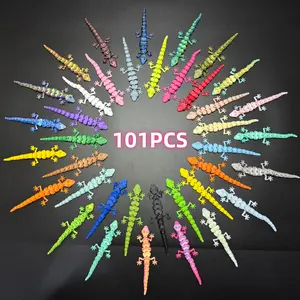101PCS 3D-printed geckos, 3.62 inches, made of PLA material, vibrant colors, can be shaped in any way. Ideal for use as room, desk, corner, and other environmental decorations, as well as for gifts during holidays and birthdays, or as collectibles.