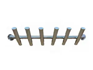 6 Rod - Toolbox Mount Truck Fishing Rod Holder Rack - 10" Flared Tulip - Polished Aluminum