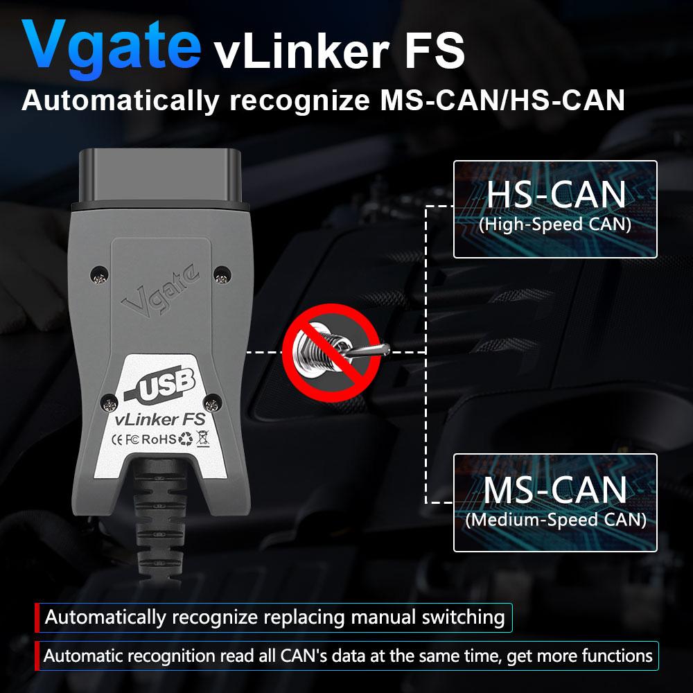 Vgate vLinker FS USB OBD2 Scanner for FORScan, HS/MS-CAN Auto Switch, 3Mbps Transmission Ford F-150 Diagnostic Tool