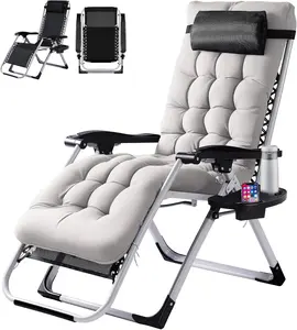 Padded Zero Gravity Chair, Lounge Chair with Removable Cushion Tray, Folding Reclining Patio Chairs, Recliner Chair for Lawn,Indoor and Outdoor