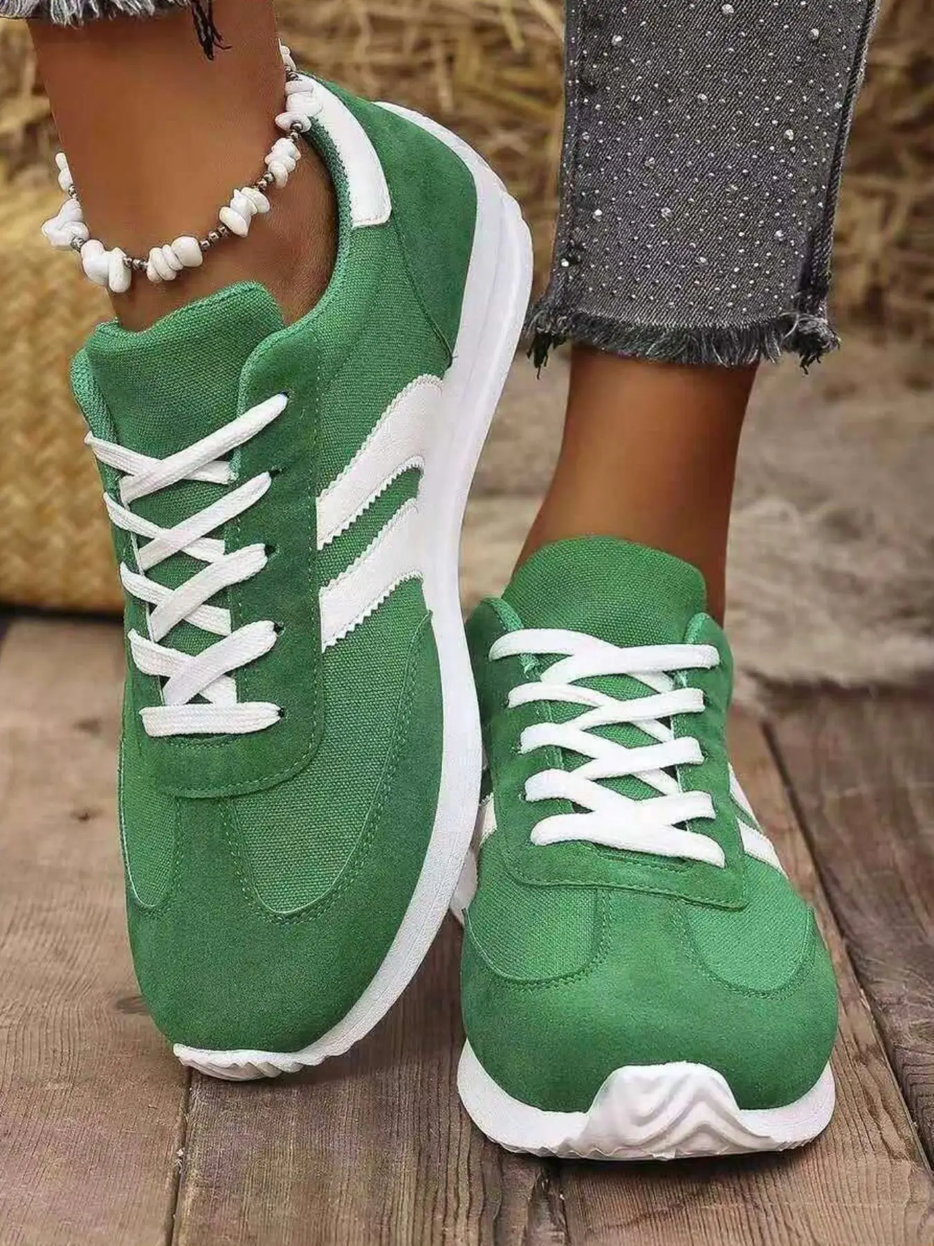 Women's Fashionable Patchwork Lace Up Platform Sneakers, Casual Comfortable Sports Running Shoes, Female All-match Round Toe Chunky Sneakers for Daily
