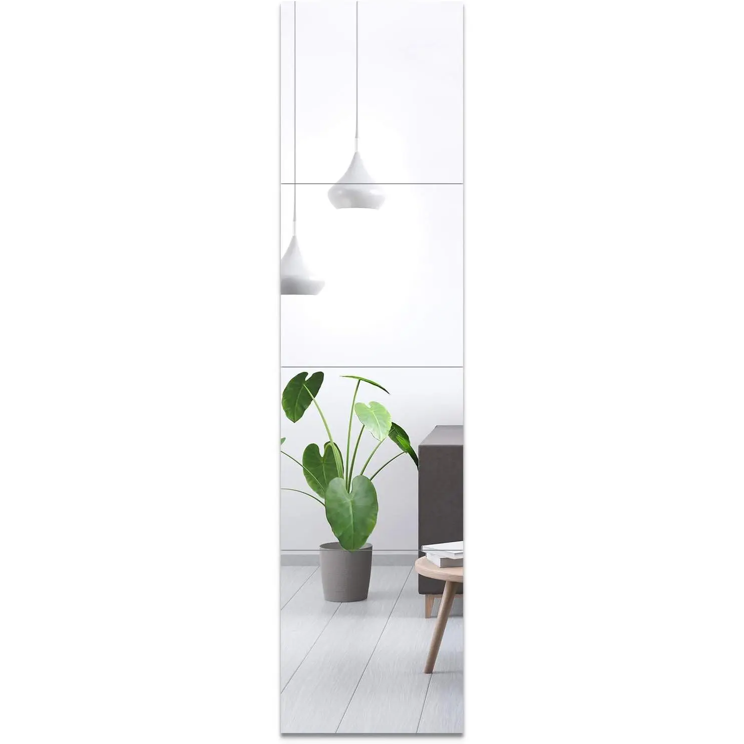(R) Full Length Mirror Tiles, Frameless Glass Wall Mirror 12 Inch x 4 count,  Mirror, Long Mirror, Gym Mirrors for  Gym, for Door, Closet, Room, Easy to Install