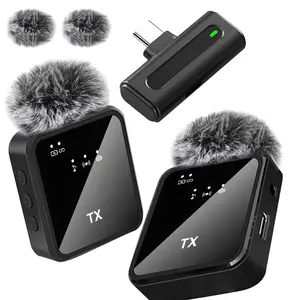 Wireless Lavalier Microphone, USB Rechargeable Wireless Microphone, Noise Reduction Microphone for Video Recording Interview Podcast Vlog, Audio