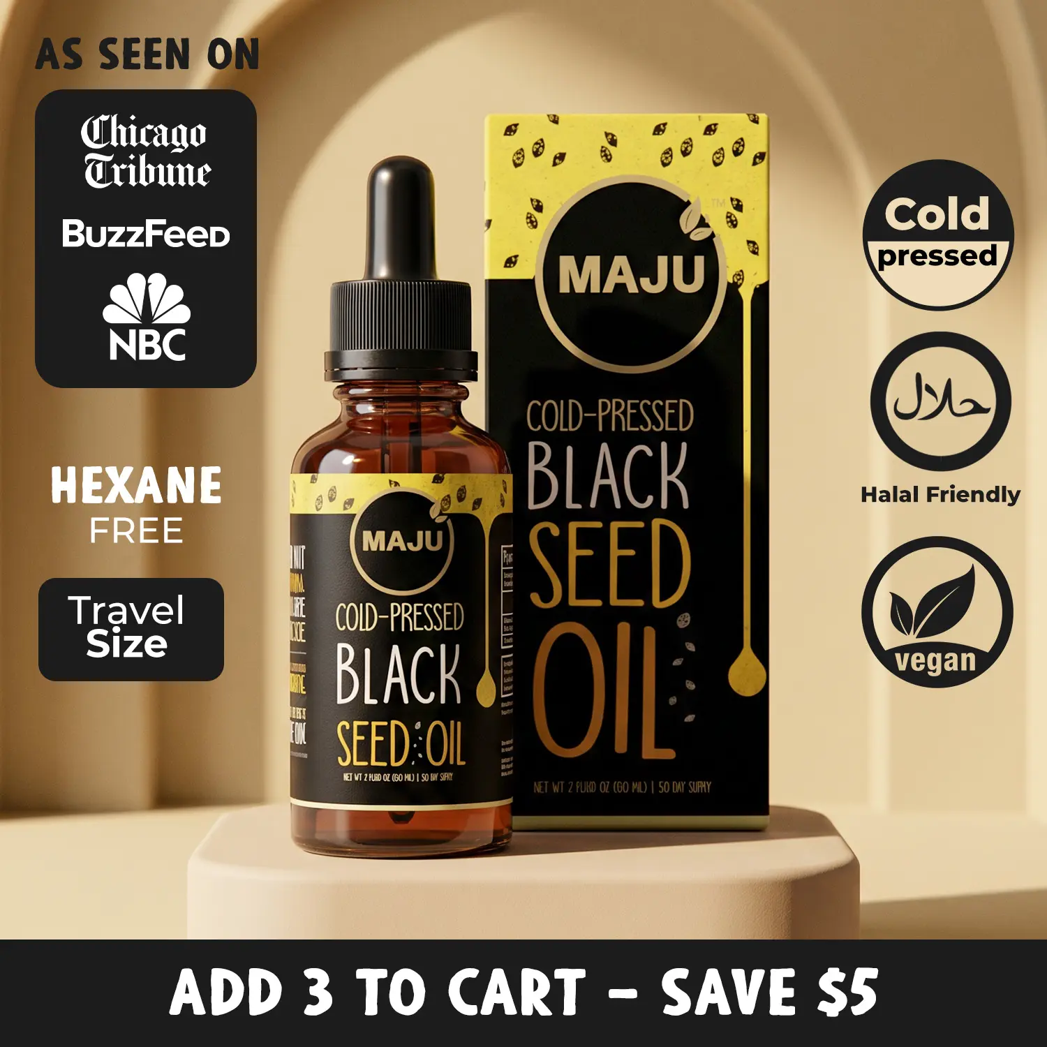 MAJU Black Seed Oil Liquid Dropper (2oz) - Travel Size Nigella Sativa Oil Dropper, High Thymoquinone, Blended Wellness Supplement, Immunity and Digestion Fitness Dietary