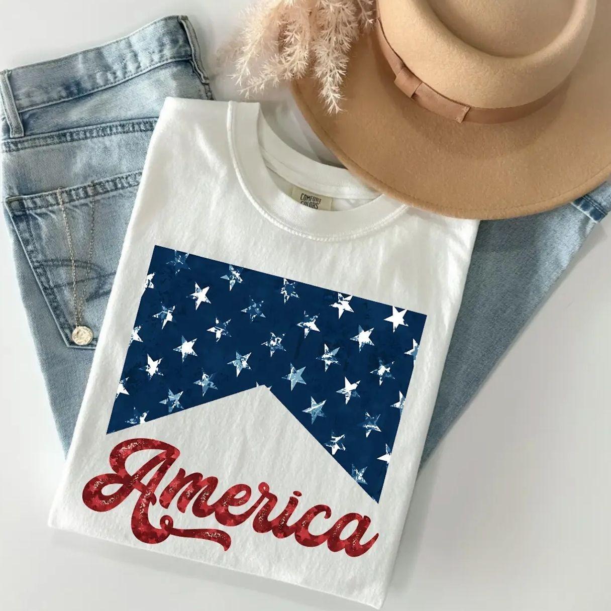Comfort Colors Vintage Red White And Blue T-shirt USA America Tee Fourth Of July Tee, Trending 4th of July Day Tee, Casual Outfit, Comfortable Menswear & Womenswear Top, Perfect Gift For Men and Women, Ju4