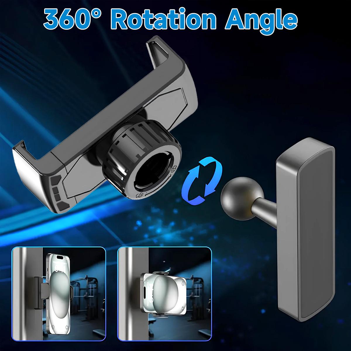 Magnetic Phone Holder for Gym, 360° Adjustable, Strong Portable Magnet Phone Mount for Workout Recording, Gym Phone Mount with Strong Magnet Base, Compatible with All Smartphones 4.7-7"