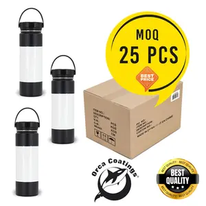 Orca Coatings  Wholesale 750 ml Sublimation Black Stainless Steel Powder Coated Water Bottle with White Patch