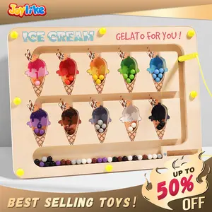 Ice-cream Wooden Color Matching Counting Puzzle for Toddlers  Educational Fine Motor Skills Toy