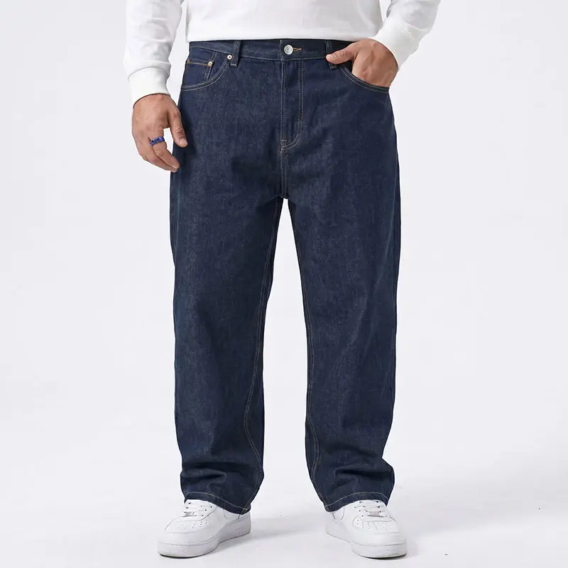 Men's Plain High-Stretch Baggy Denim Jeans, Big Size 4XL-8XL Comfortable Casual Soft Stretch Trousers, High-Stretch Men's Jeans