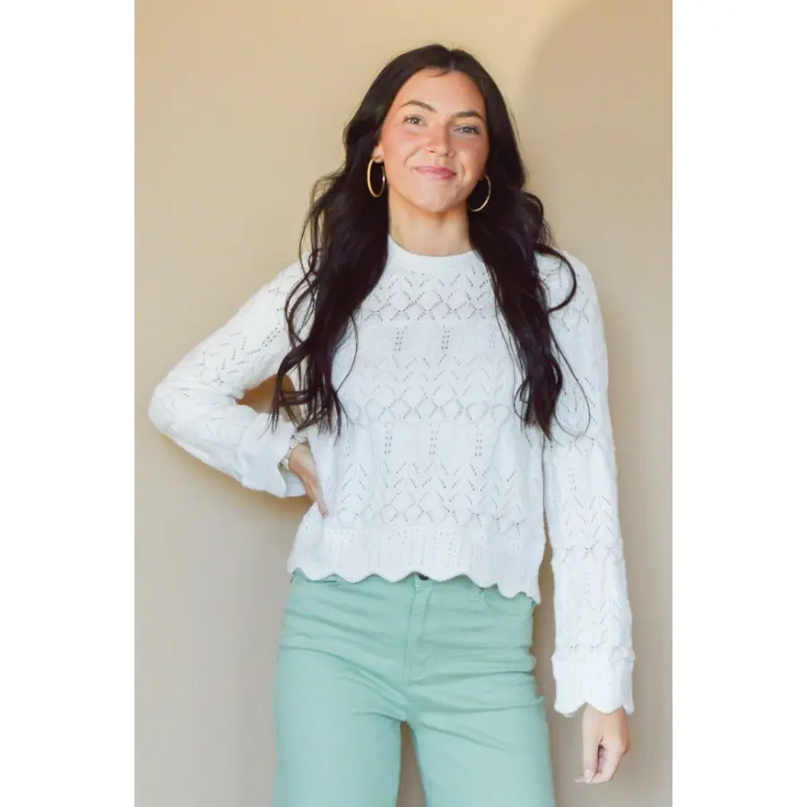 Winter Clouds Scalloped Sweater