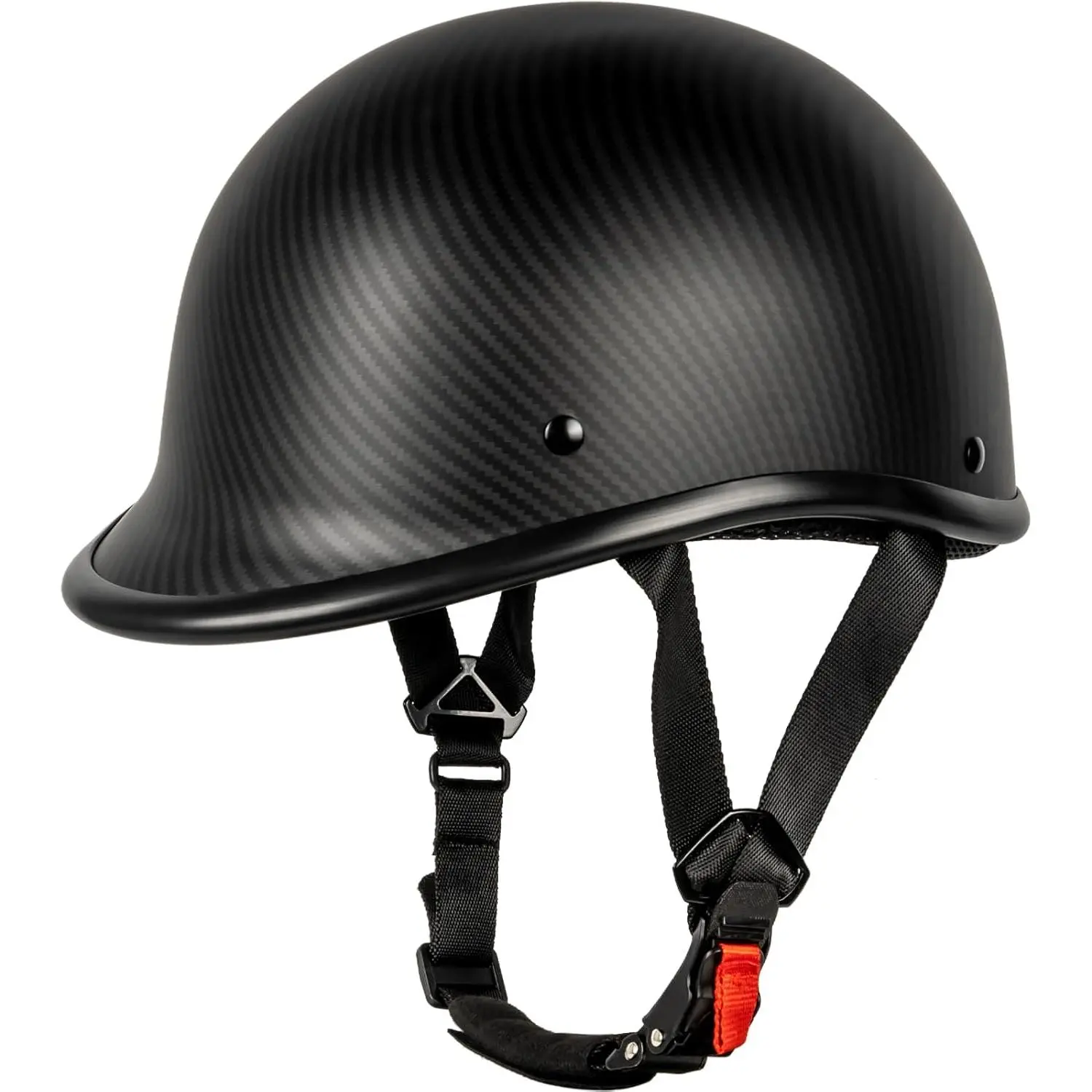 Matte Black Minimalist Open-Face Motorcycle Polo Cap-Style Half Shell Helmet - DOT Certified, Snap Quick-Fit Straps, Small Head/Small Size Fit, Breathable, for Harley, Bobber, City Commutes, Laid-Back Weekend Rides