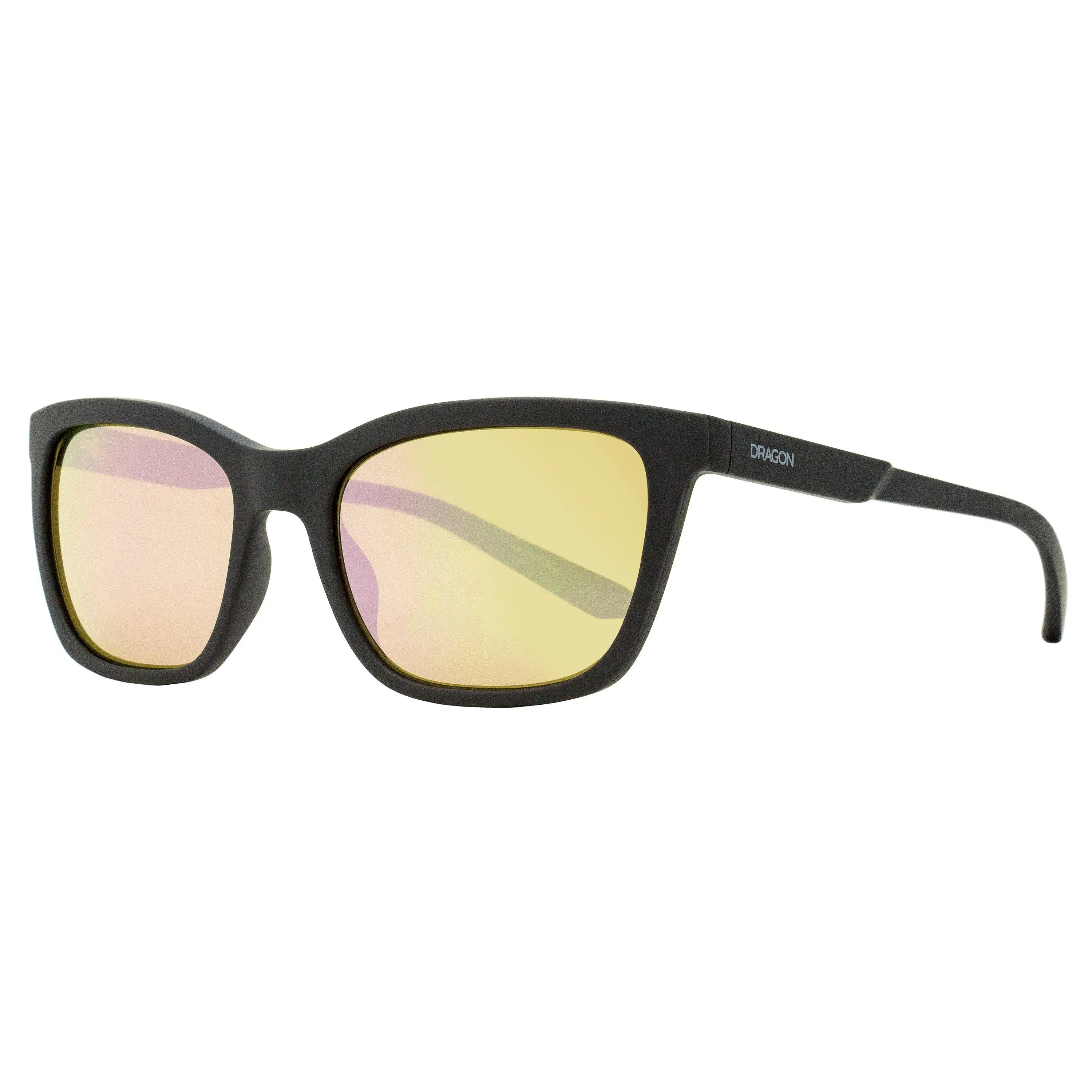 Dragon LumaLens Rectangular Plant Resin Sunglasses - Bayou LL Ion 008, Matte Black, 54mm, UV Protection, Arch Brow, Innovation Design, Contrast & Depth Perception Boost, for Female Active Lifestyles Enthusiasts, Snowboarding, Surfing