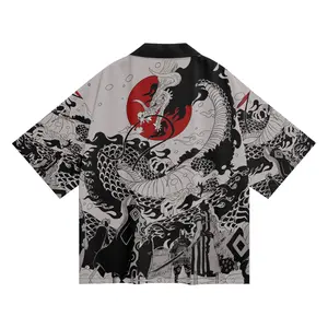 K16 Niepce White Japanese Streetwear Lightweight Dragon Invasion Kimono for Men