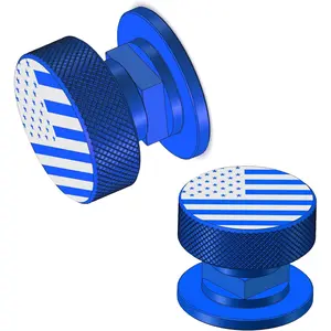 Welding Hood Helmet Pipeliner Fasteners - 1Pair Blue USA Flag Pattern Aluminum Helmet Pipeliner Headgear Replacement Parts Accessories Screws Flip Hood, Anti-Rust