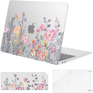 MOSISO Compatible with MacBook Air 13 inch Case 2022 2021 2020 2019 2018 Release A2337 M1 A2179 A1932 Retina Display Touch ID, Plastic Hard Shell&Keyboard Cover&Screen Protector, Spring Floral Drawing