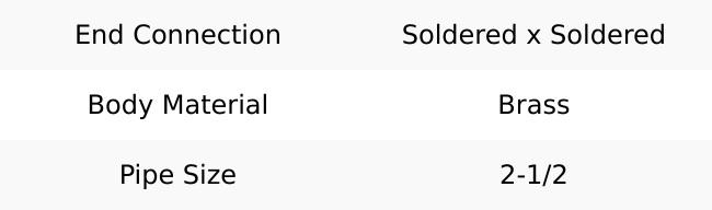 Legend Valve 2-1/2" Brass Check Valve Soldered x Soldered, 200 WOG 105-209