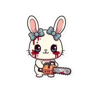 Adorable Hare Razor bunny with a bloody chainsaw sticker
