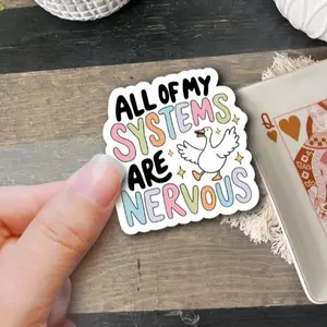Mental Health Funny Sarcasm Goose Sticker - Waterproof Vinyl, Retro Design, Perfect for Laptops, Kindles, and More