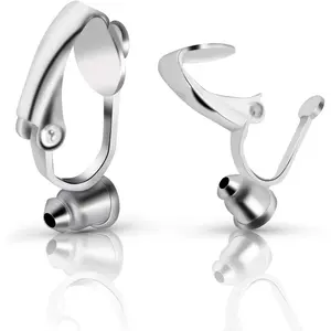 20 Pieces Clip-on Earring Converter Components Findings with Post, Silver