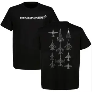 Lockheed Martin Jet Blueprint T-Shirt – Military Aircraft Lineup & USA Flag Shirt, Perfect for Weapons Enthusiasts, Full Color, Full Size