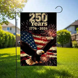 【4thofjuly /fourthofjuly】 250th Anniversary Garden Flag | 250th Anniversary Patriotic Vintage Eagle Flag for the United States, durable polyester outdoor flag suitable for lawns, porches, and courtyards - machine washable