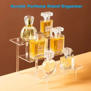 3 Tier Clear Display Risers Stand, Plastic Organizers for Perfume,Figures, Cupcake, Dessert, Desktop Display Stand for Organize and Decoration Gift Racks Shelf